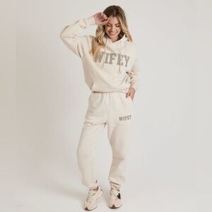 Six Stories WIFEY Teddy Hoodie Champagne Size Small Oversized